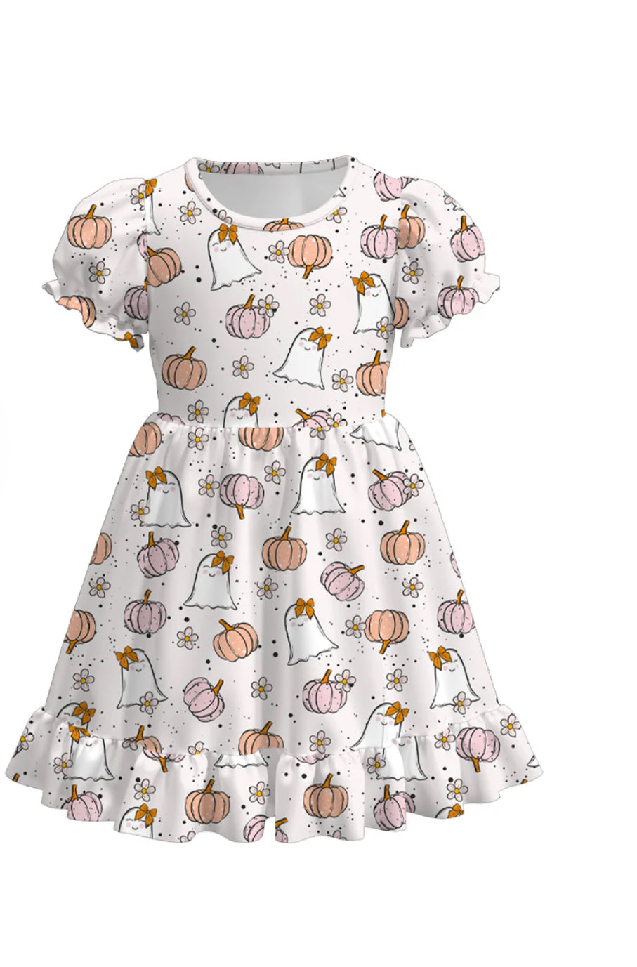 Halloween Ghost & Pumpkins White Dress