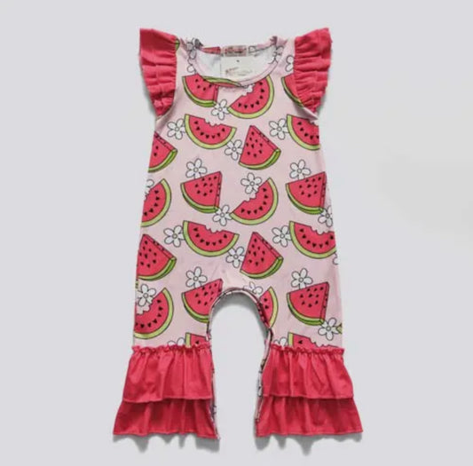 Watermelon Blooms Baby Romper Girl