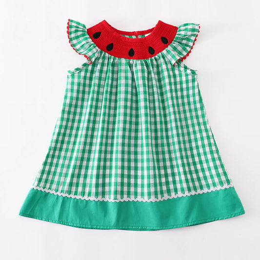 Girls Smocked Watermelon Embroidery Dress