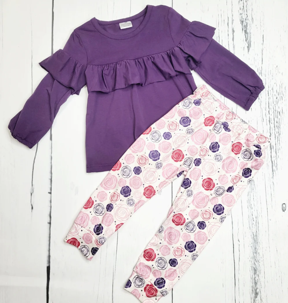 Plum & Roses- Girl 2PC Outfit