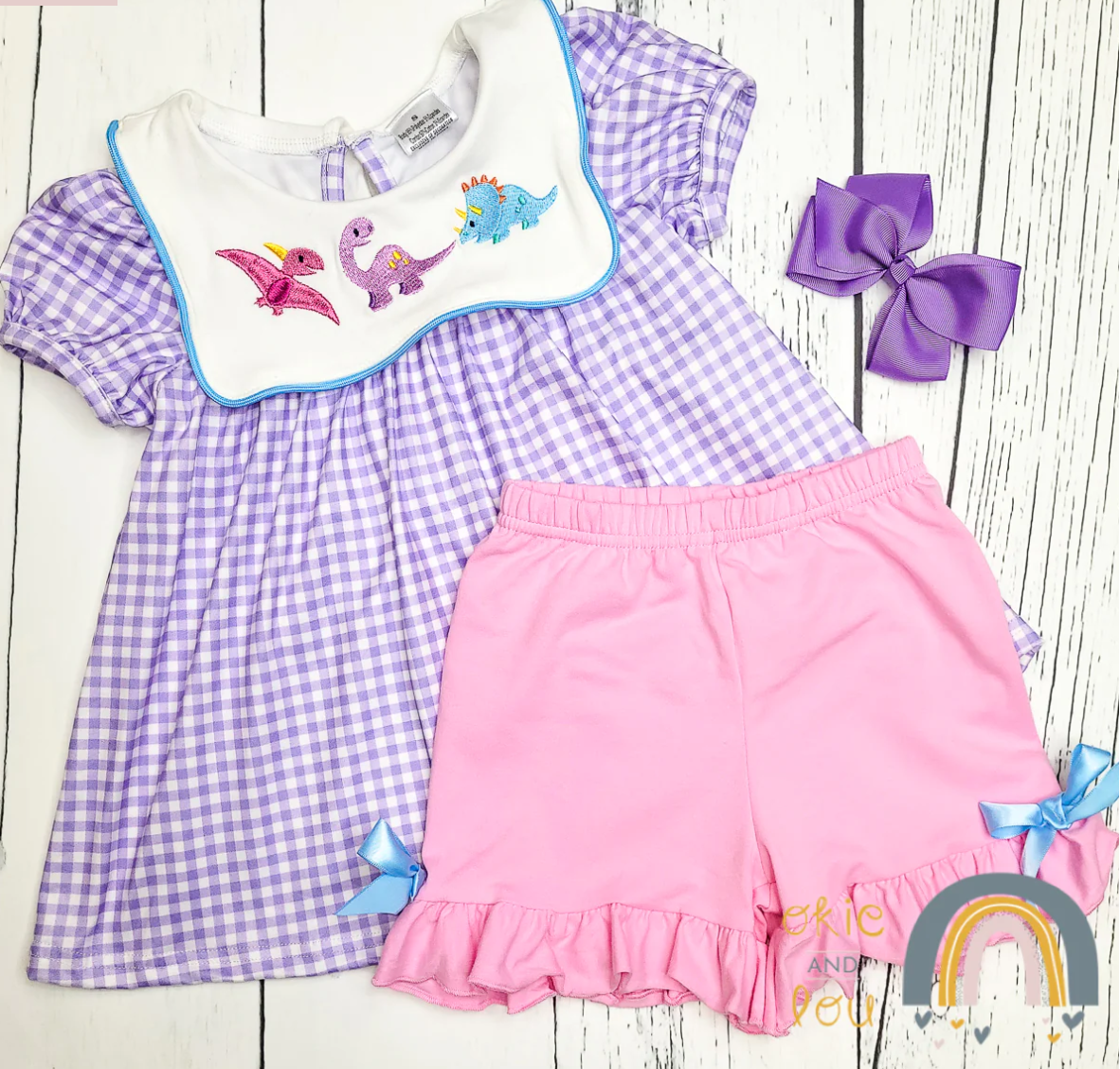 Purple Dinos-2PC Girl Outfit