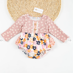 Sweet Fall Daisy- Girl Infant Romper Long Sleeves