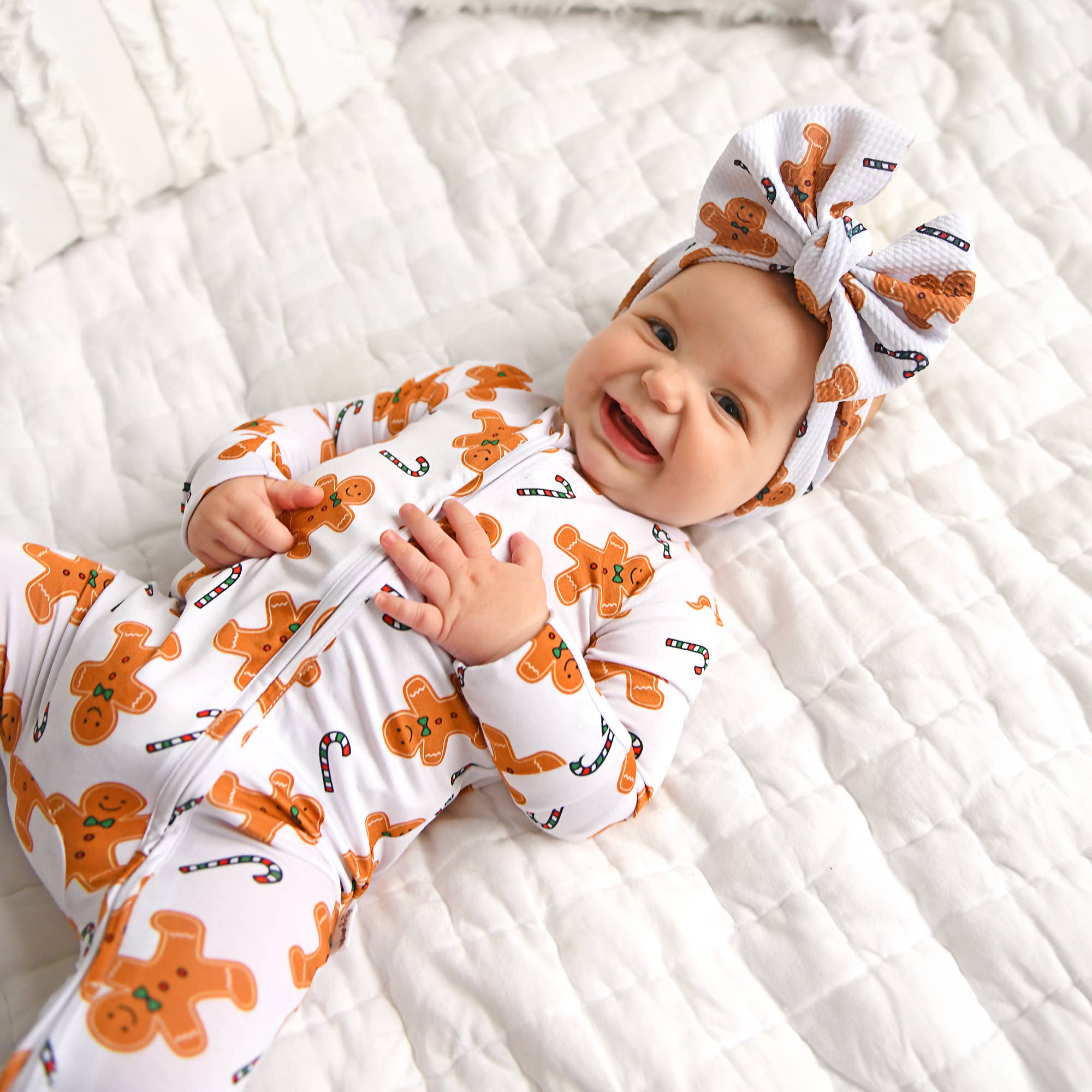 Fritz Gingerbread ZIP Christmas Bamboo Baby One Piece Outfit