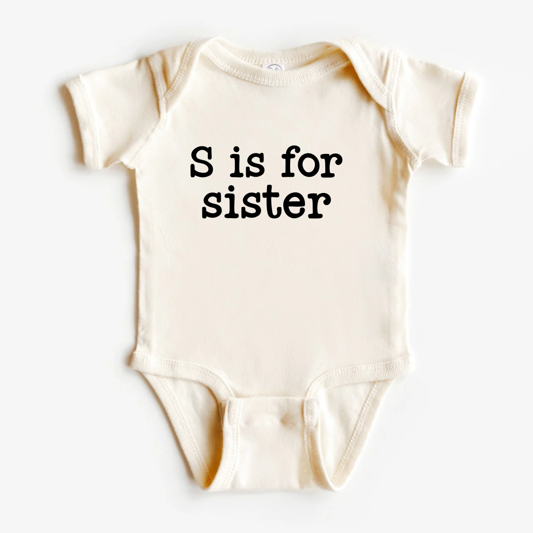 S is for Sister Announcement Bodysuit | Gender Reveal Baby