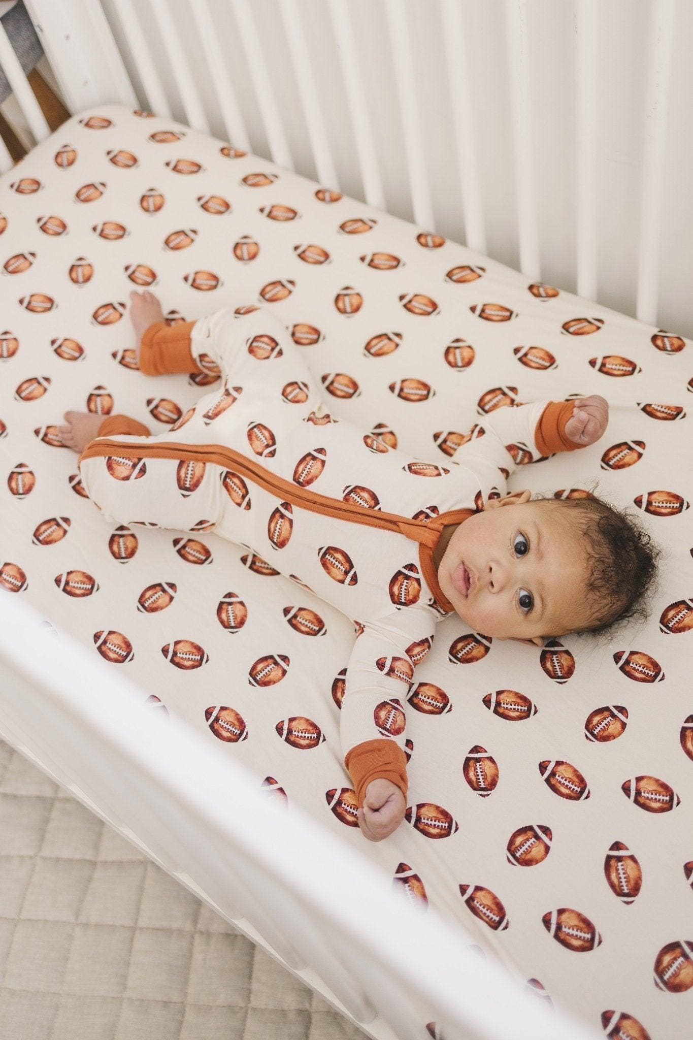 Football Print Bamboo Zippy Romper Baby Pajamas PJs Sports
