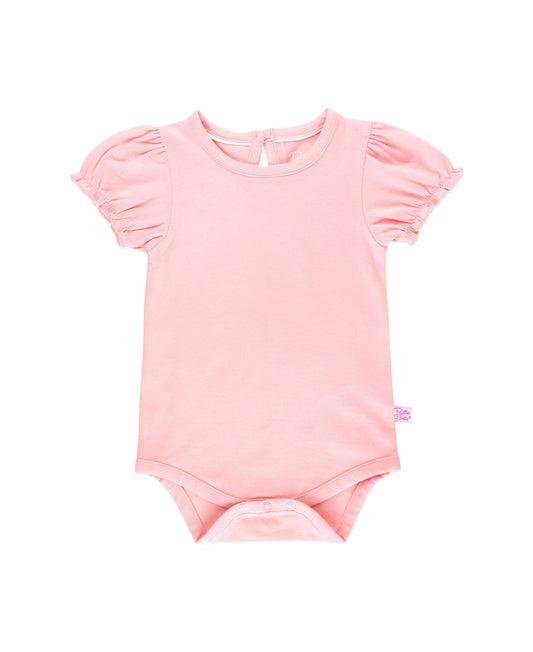 Baby Girls Pink Knit Puff Short Sleeve Bodysuit