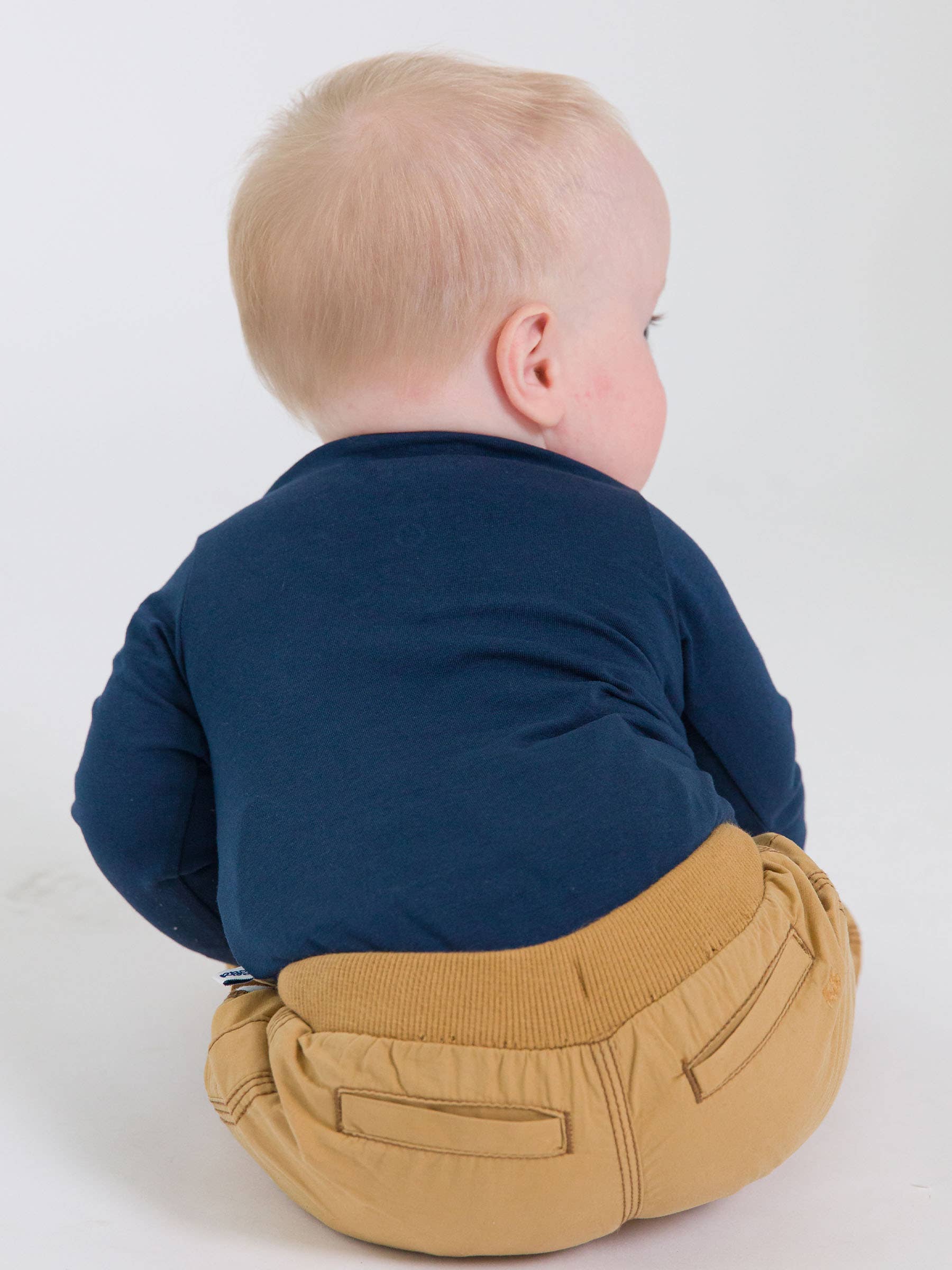 Baby Boys Dark Navy Knit Long Sleeve 2-Button Henley Bodysuit