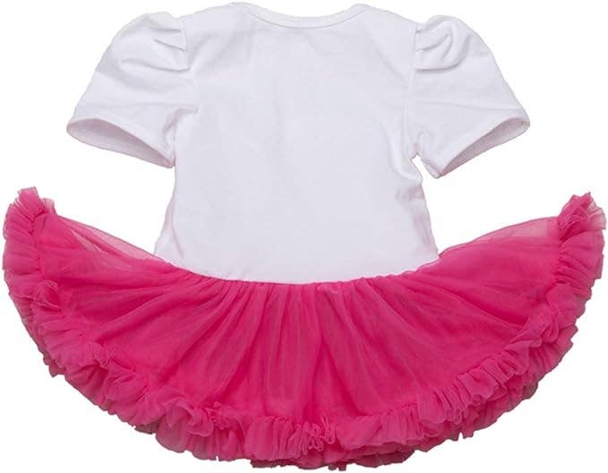 Fuchsia-White 2nd Year Toddler Romper Tutu Dress & Headband