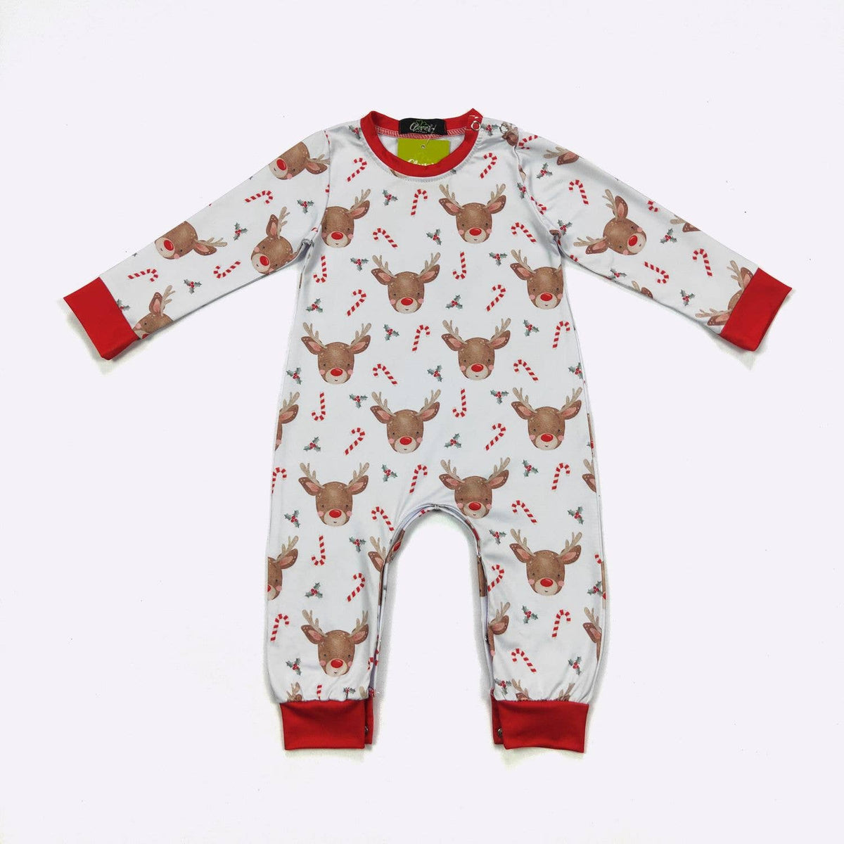 Candy Cane Reindeer Boy Romper