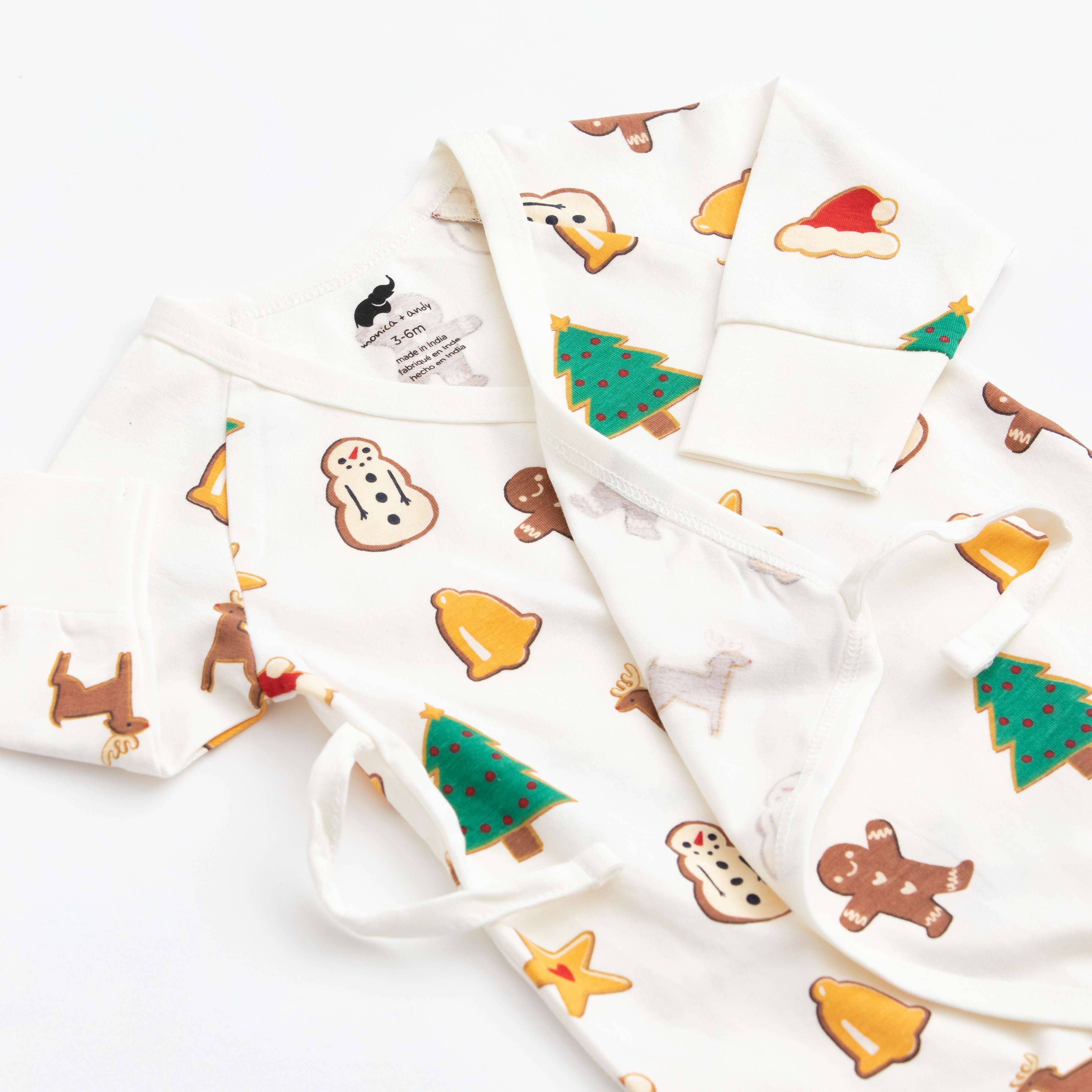 Kimono Tie One-Piece_Holiday Cookies Organic Cotton