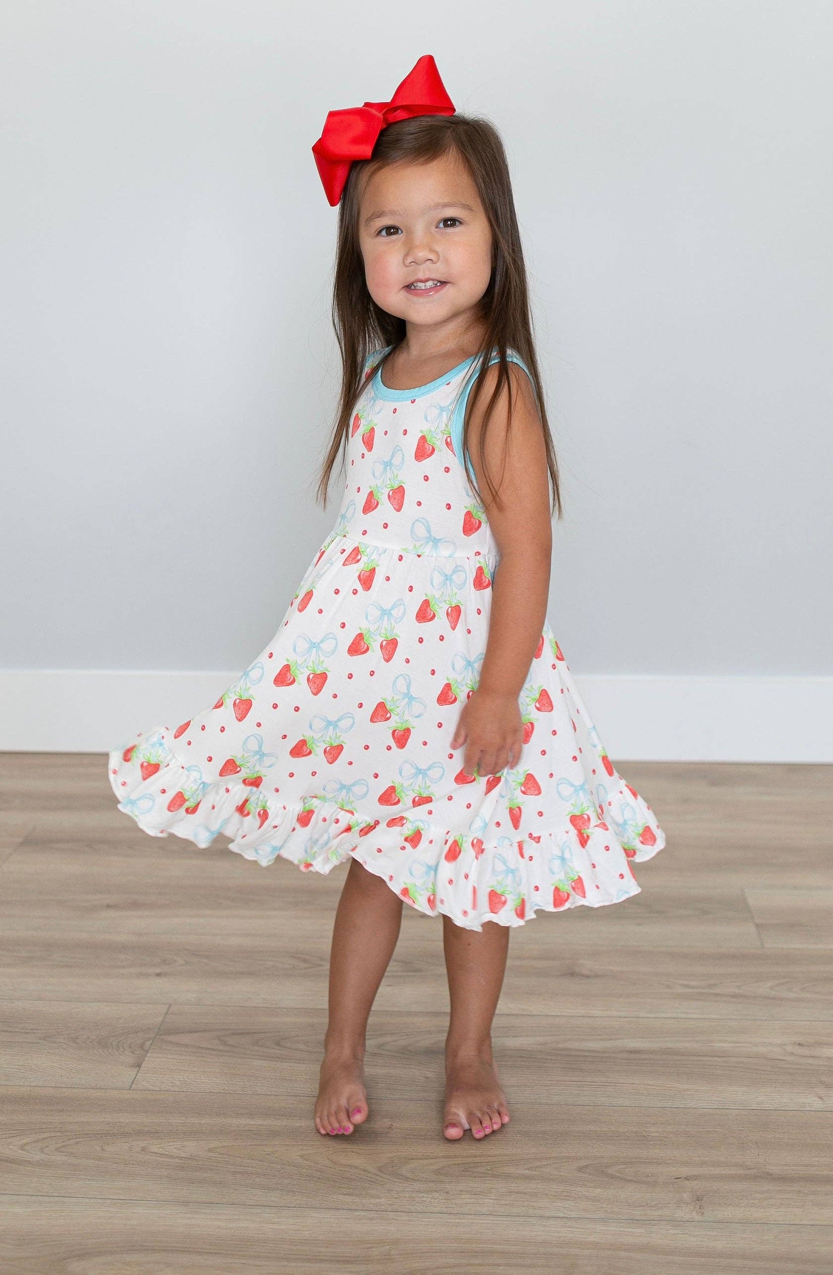 Strawberries and Bows Razorback Twirl Dress