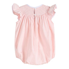 Pink Running Bunnies Smocked Flutter Romper