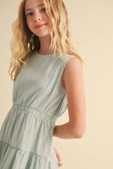 TWEEN GIRLS KIDS 2 TIER KNEE LENGTH DRESS (7/14)