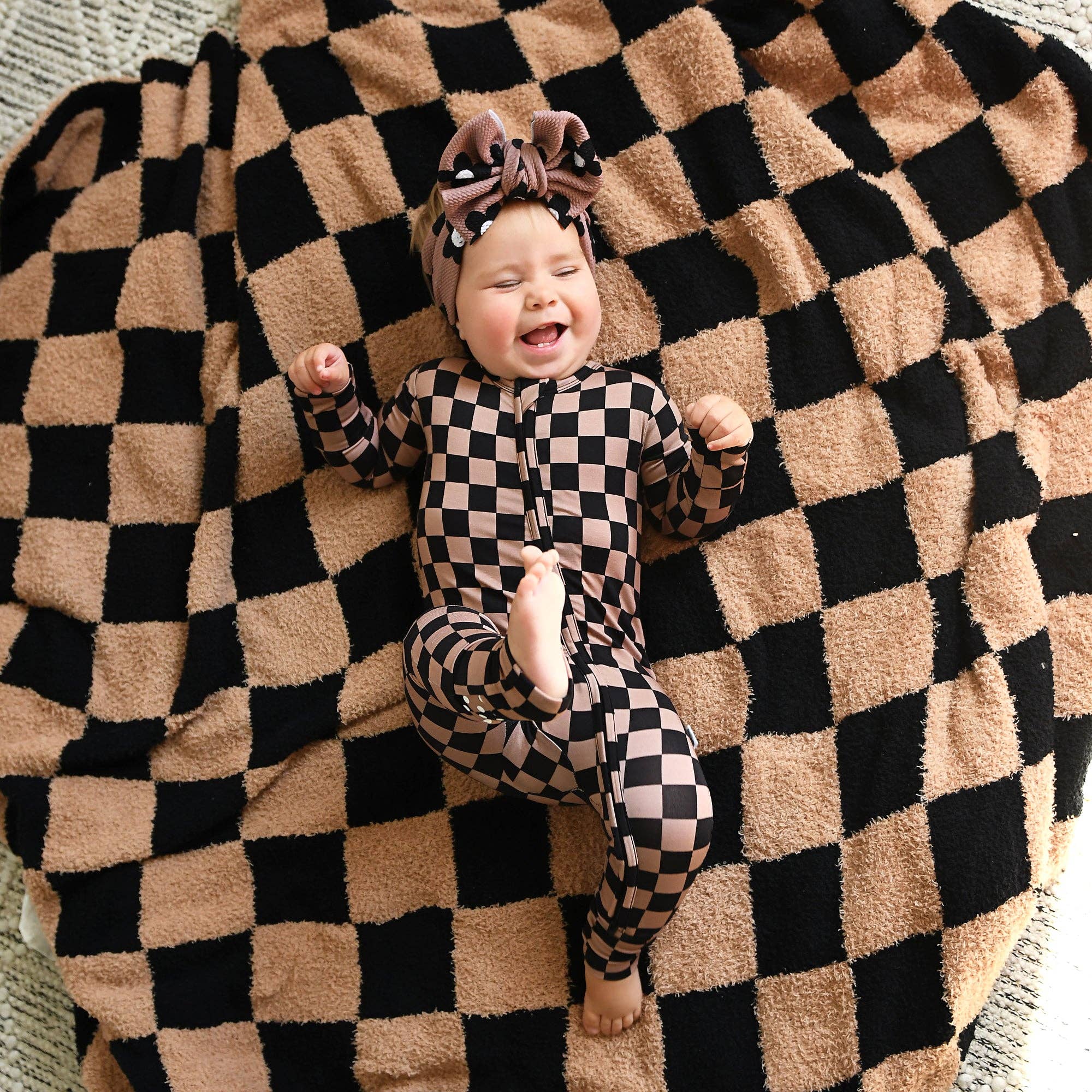 Bentley ZIP Checks Bamboo One Piece 2 Way Zipper Baby Outfit