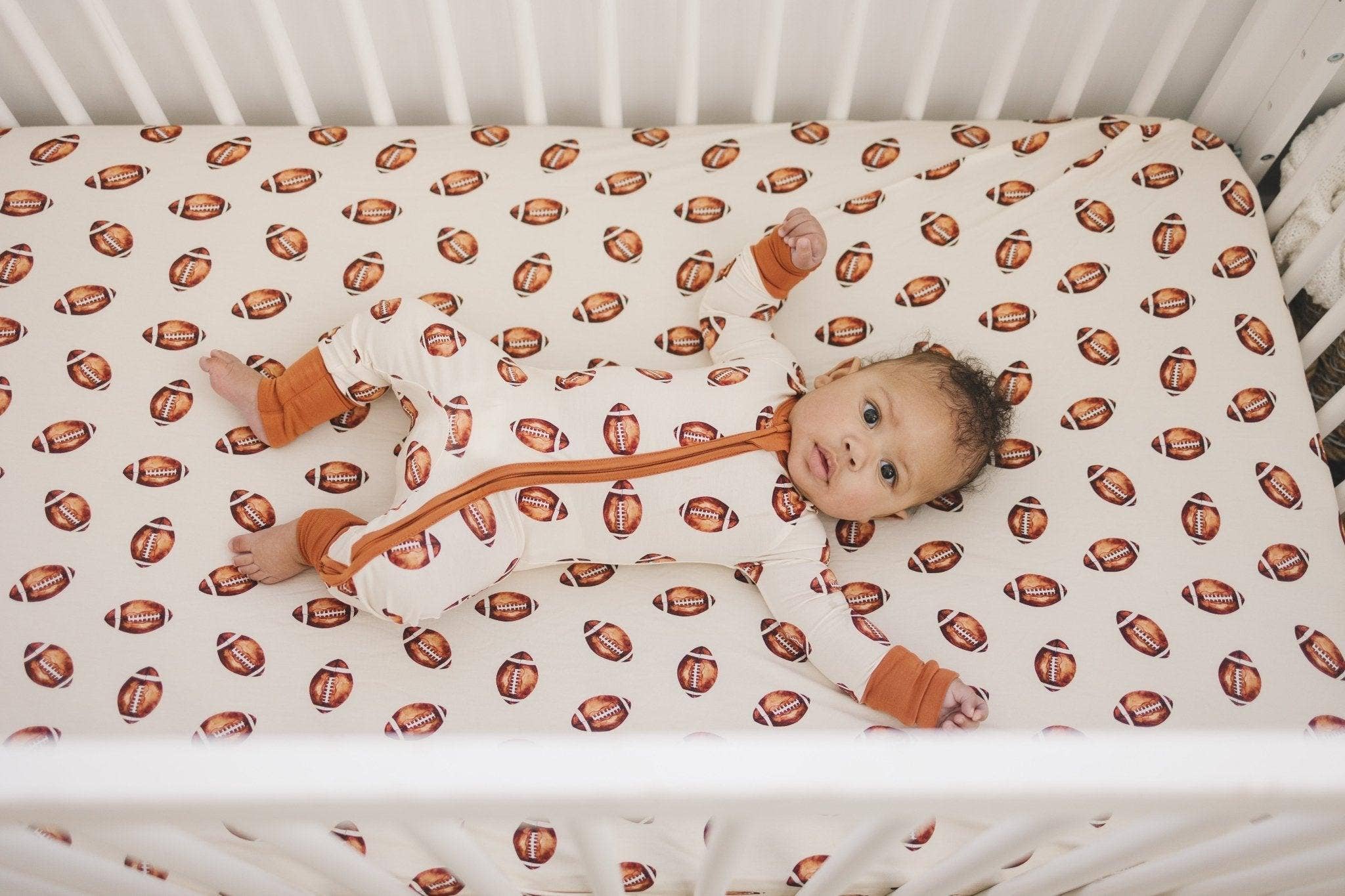 Football Print Bamboo Zippy Romper Baby Pajamas PJs Sports