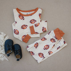 Football Print 2pc Bamboo Pajamas Toddler Kids PJs Fall Boy