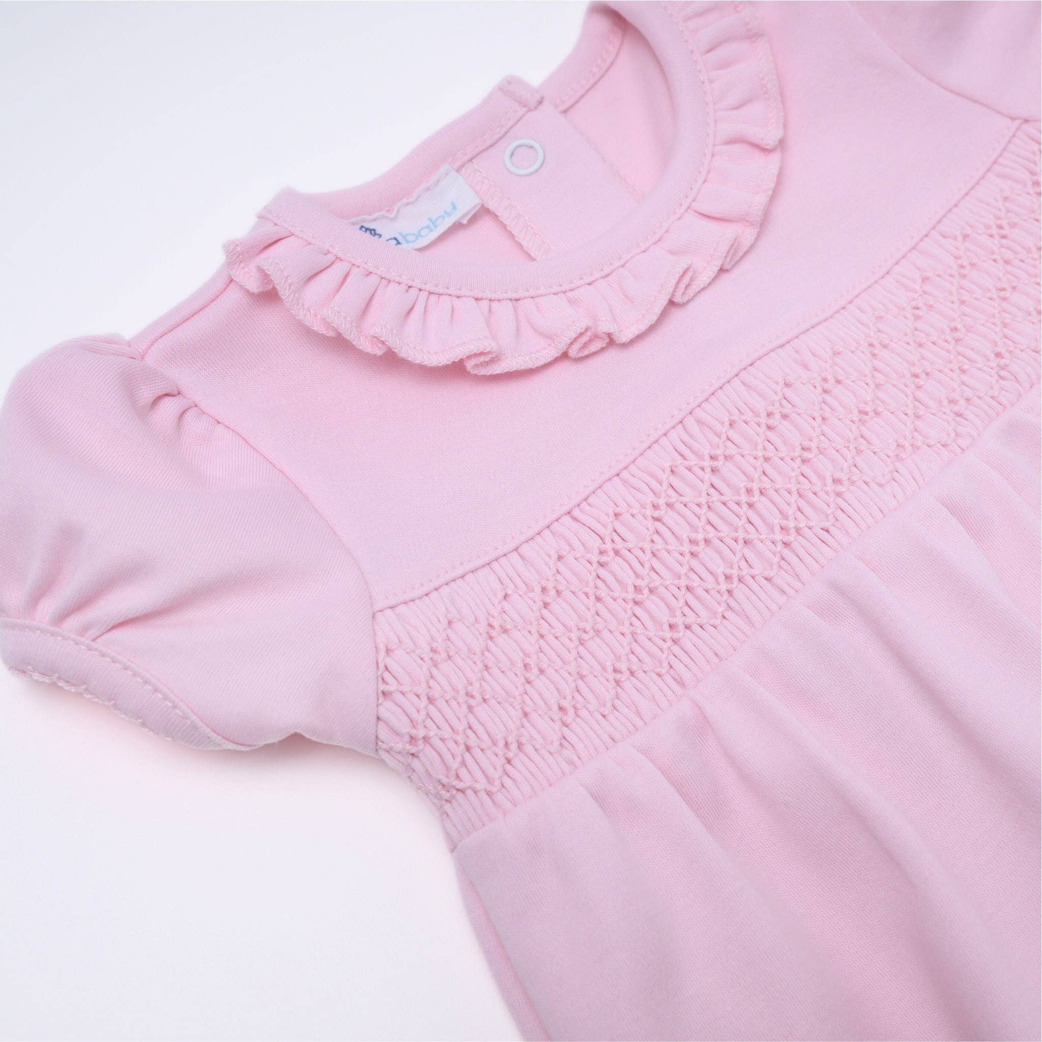 Essentials Solid Smocked Bubble - Pink 100% Pima Cotton