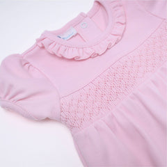 Essentials Solid Smocked Bubble - Pink 100% Pima Cotton