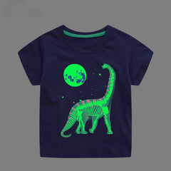 Toddler/Kid Boy's Dino In The Moonlight Glow Design T-shirt