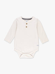 Baby Boys Ivory Knit Long Sleeve 2-Button Henley Bodysuit