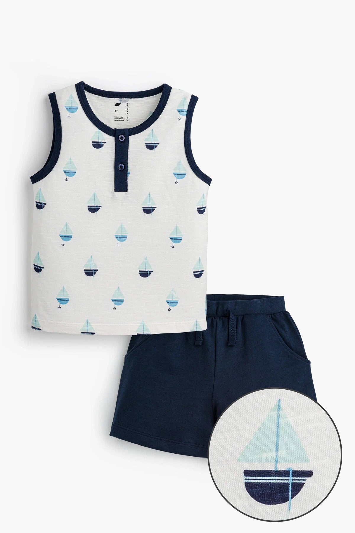 Baby - Kid Henley Tank + Pocket Short Set_Anchor Down 100% Organic Cotton
