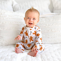 Fritz Gingerbread ZIP Christmas Bamboo Baby One Piece Outfit