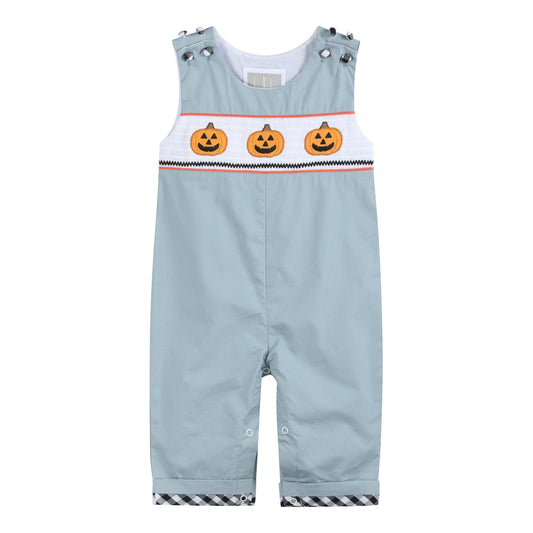 Gray Halloween Smocked Overalls