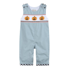 Gray Halloween Smocked Overalls