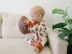 Football Print Bamboo Zippy Romper Baby Pajamas PJs Sports