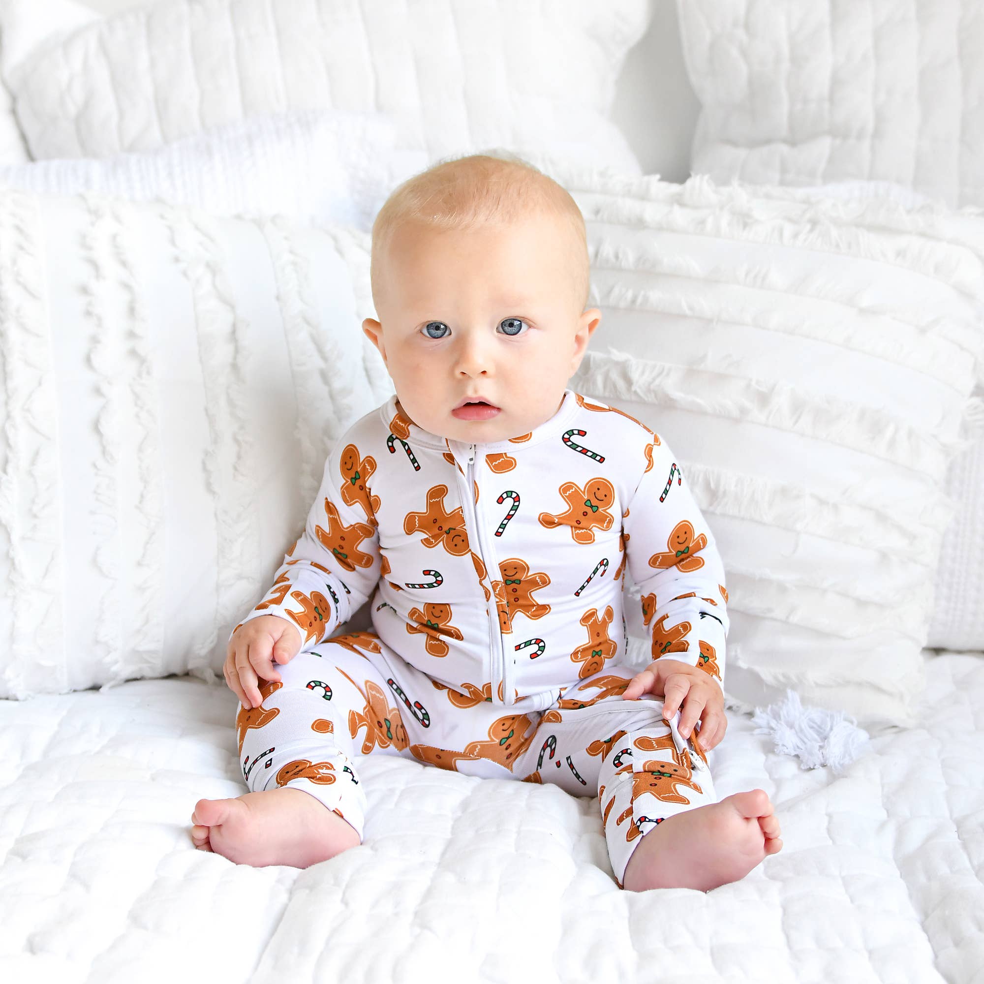 Fritz Gingerbread ZIP Christmas Bamboo Baby One Piece Outfit