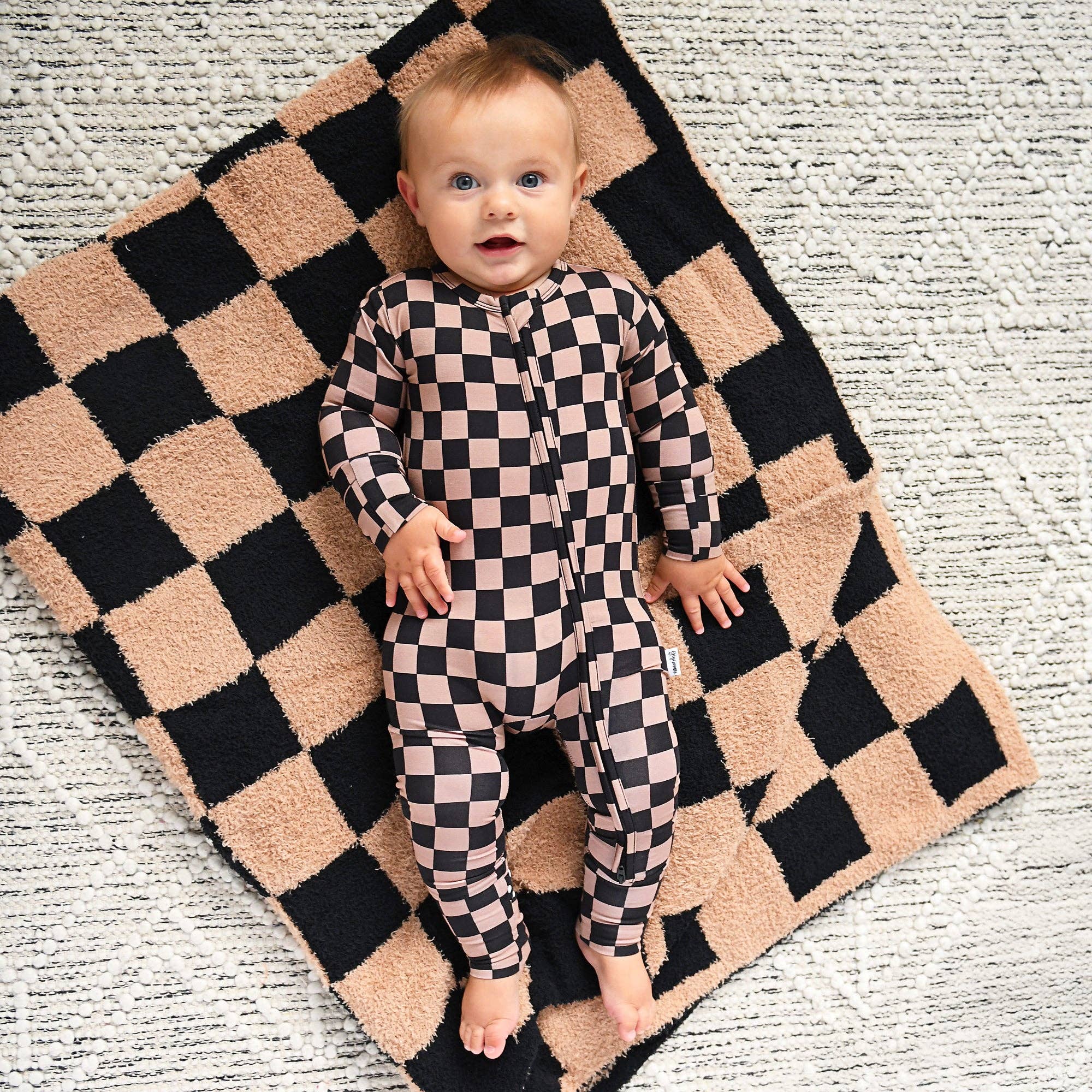 Bentley ZIP Checks Bamboo One Piece 2 Way Zipper Baby Outfit