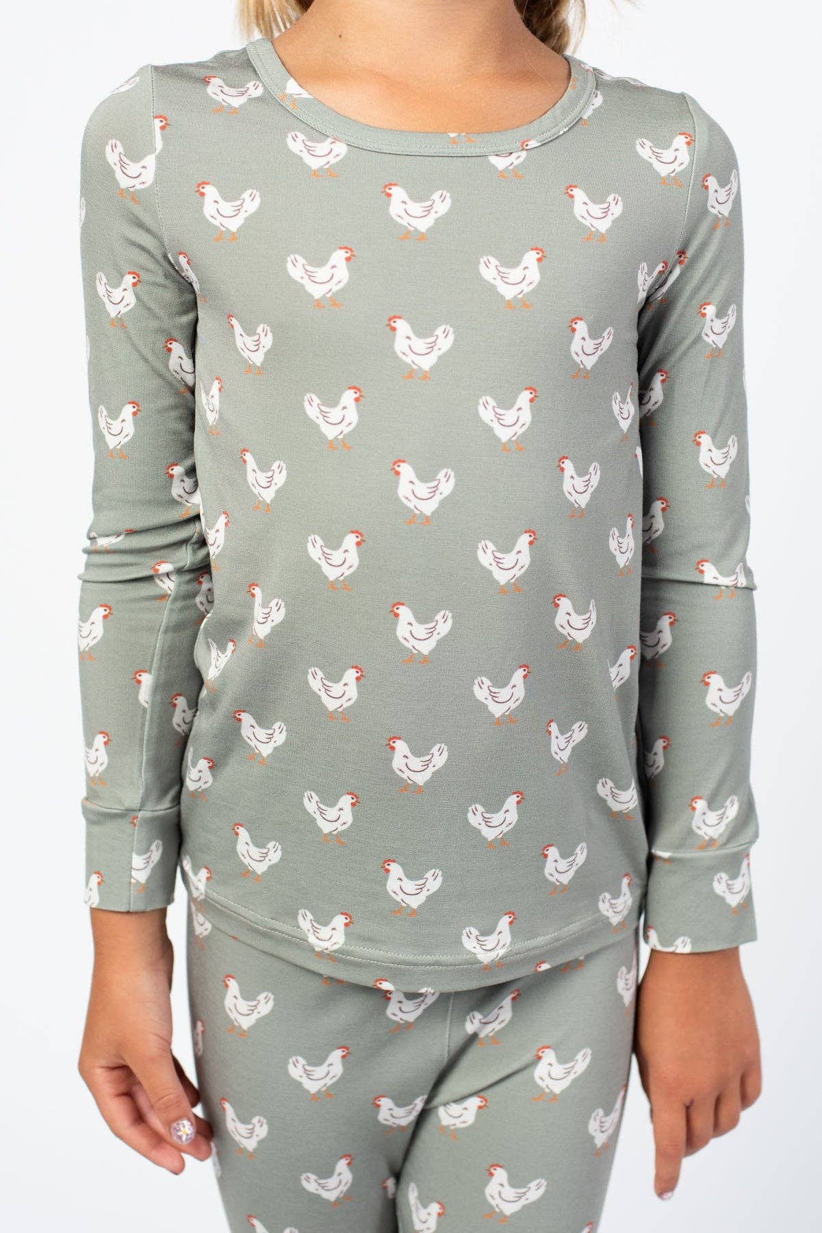 Sage Chickens Toddler/Youth Bamboo Pajama Set