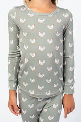 Sage Chickens Toddler/Youth Bamboo Pajama Set