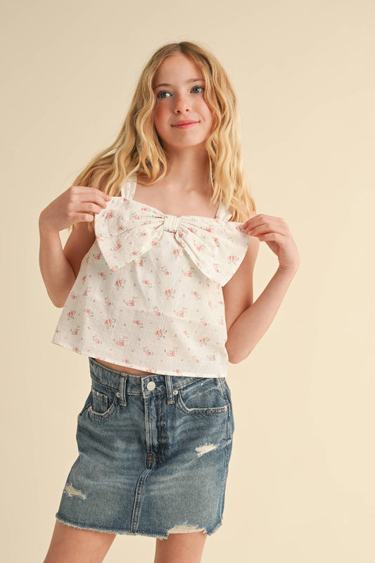 TWEEN KIDS GIRLS BOW FRONT SLEEVELESS TOP (7-14)