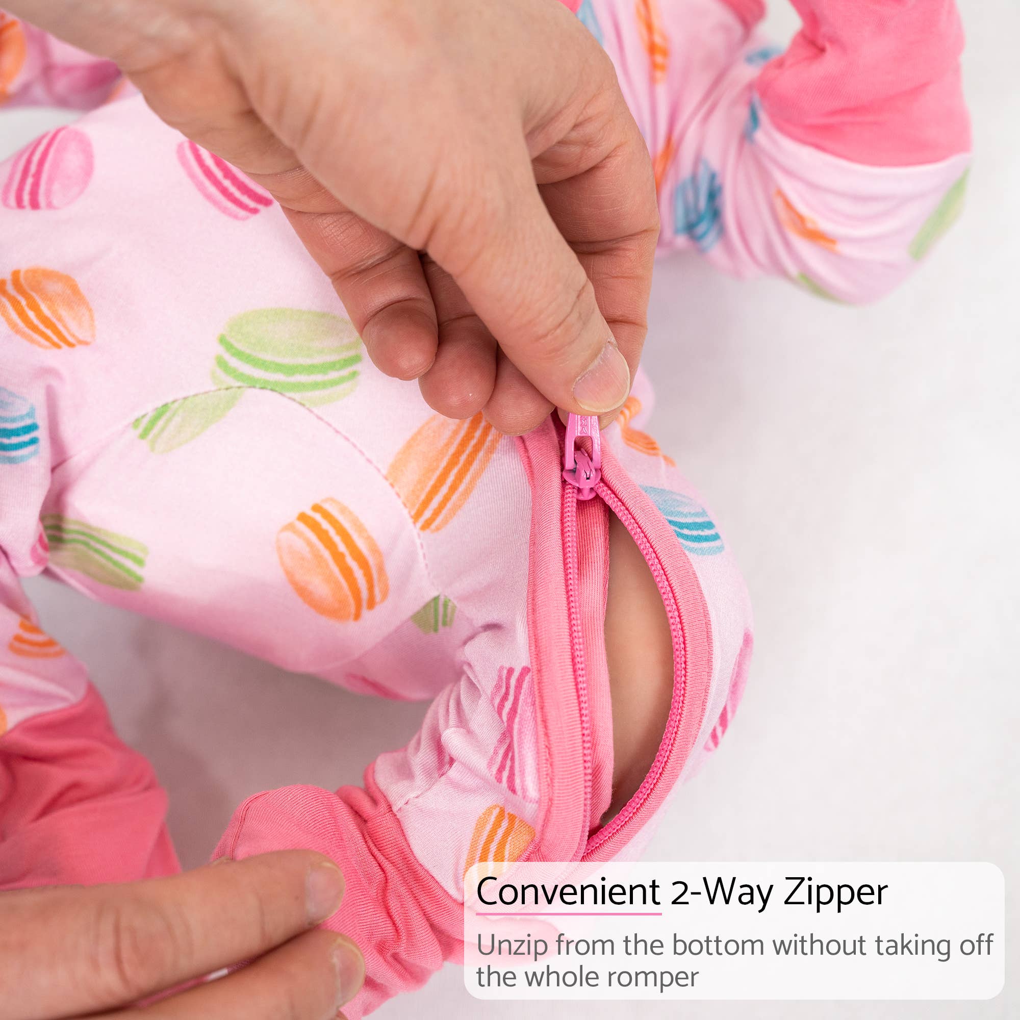 Le Macaron Baby Bamboo Pajamas , 2 Way Zipper