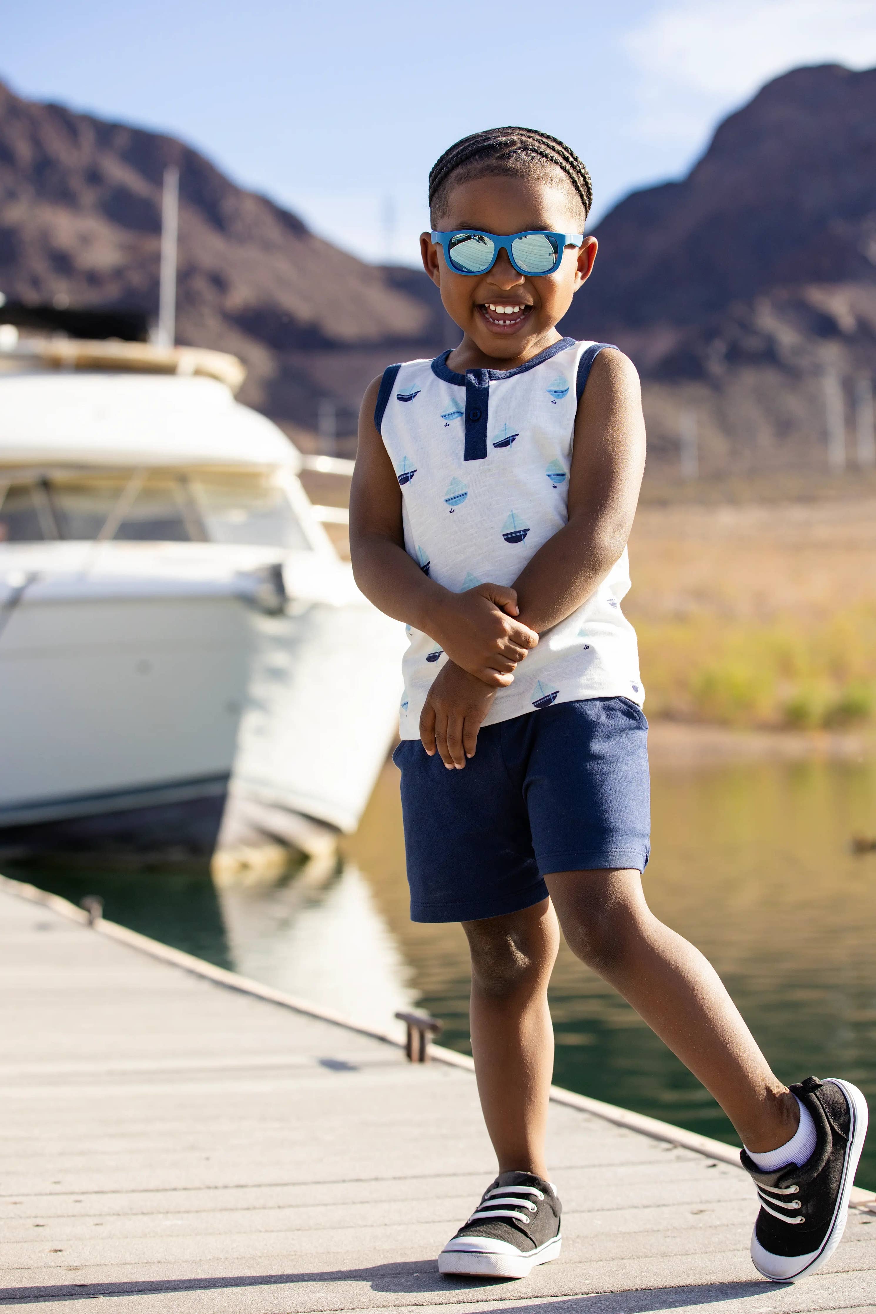 Baby - Kid Henley Tank + Pocket Short Set_Anchor Down 100% Organic Cotton