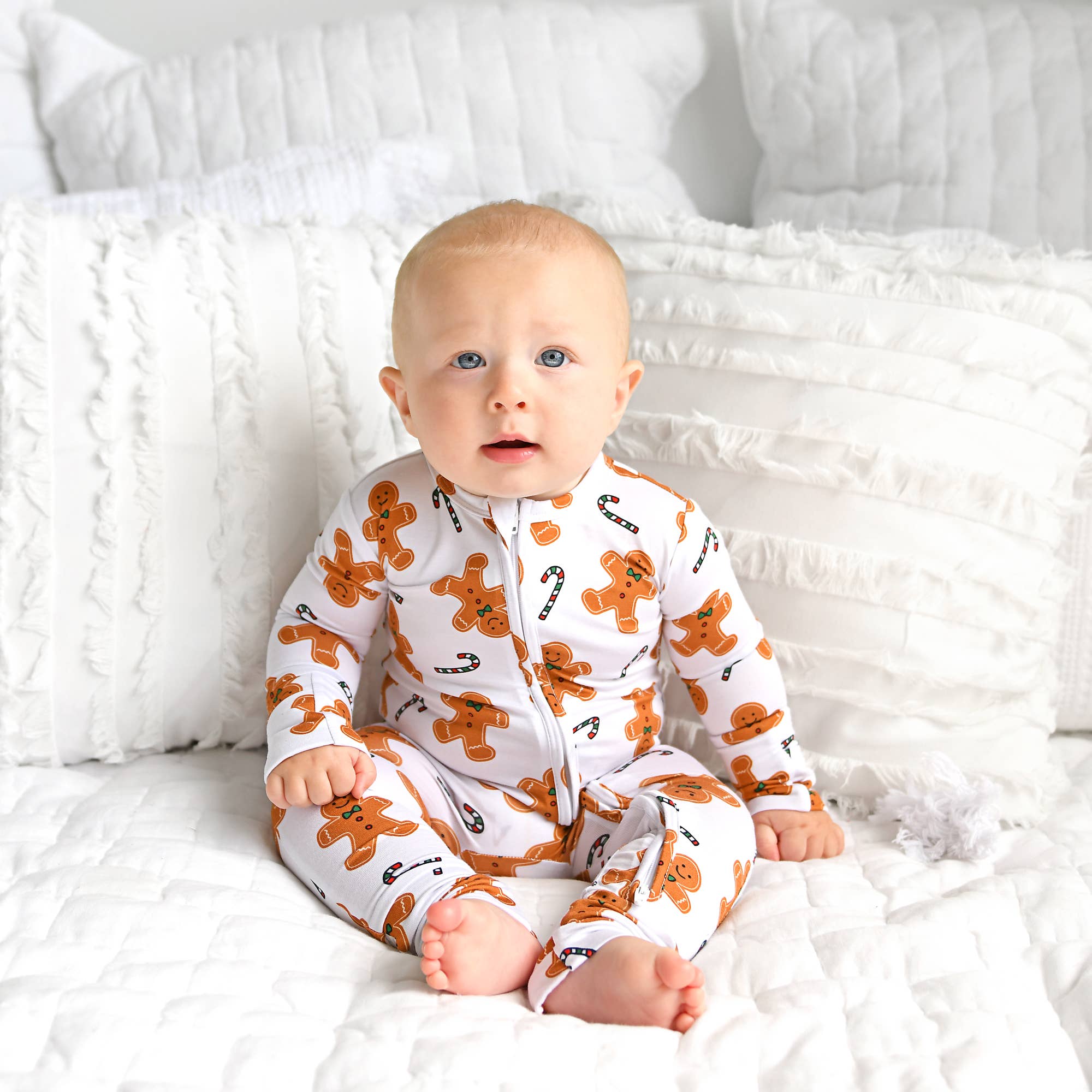 Fritz Gingerbread ZIP Christmas Bamboo Baby One Piece Outfit