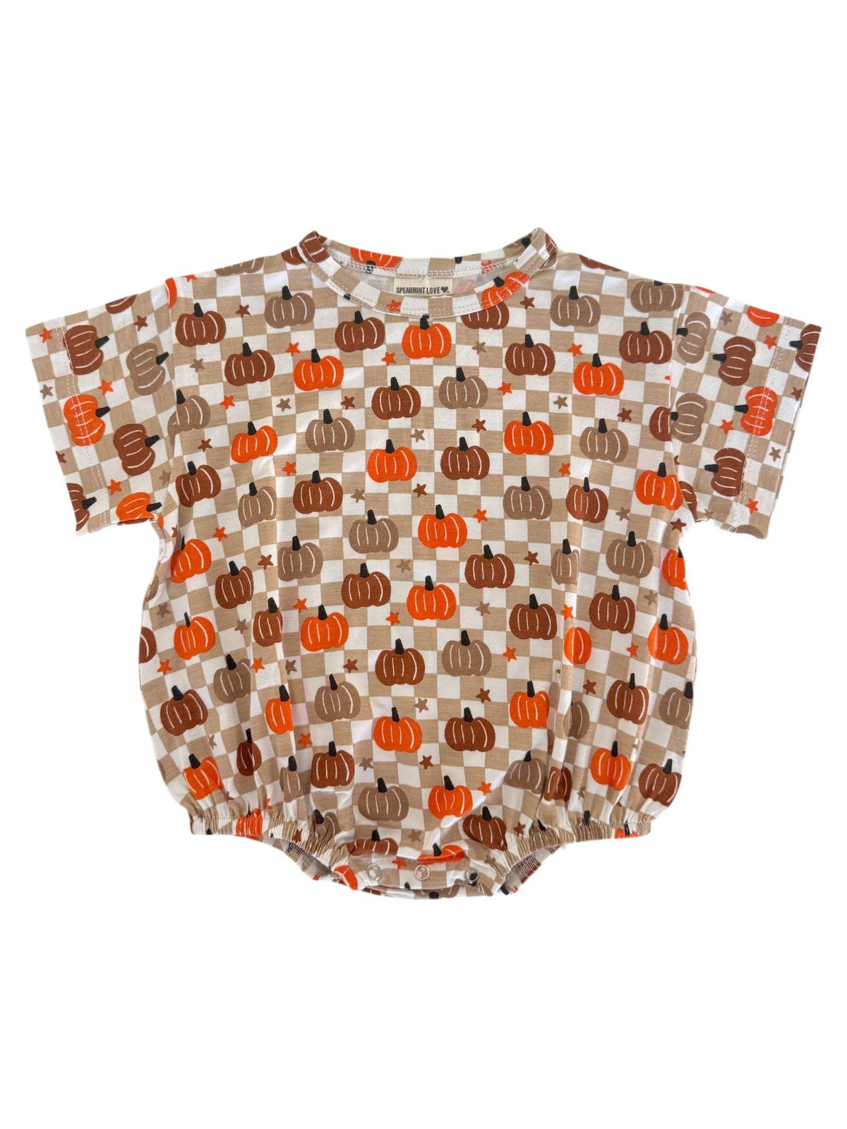 Bamboo T-Shirt Bubble, Pumpkin Checkerboard