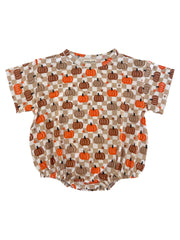 Bamboo T-Shirt Bubble, Pumpkin Checkerboard