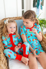 Watermelon Ruffle Bamboo Zipper Onesie