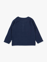 Boys Dark Navy Knit Long Sleeve Henley Tee