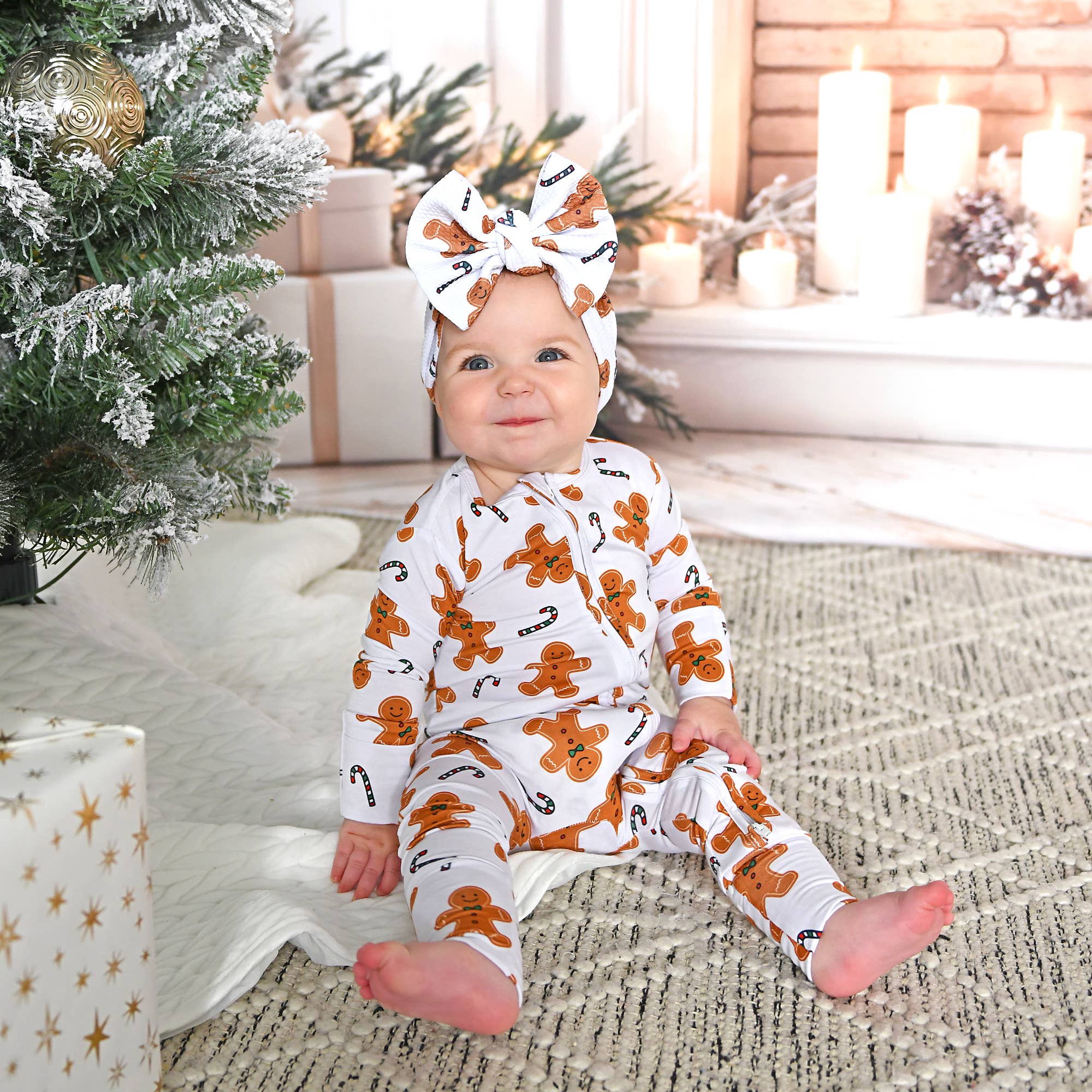 Fritz Gingerbread ZIP Christmas Bamboo Baby One Piece Outfit