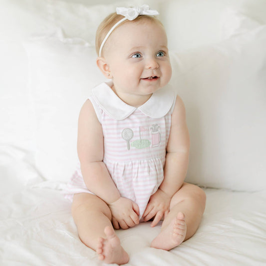 Putting Green Applique Collared Bubble - Pink