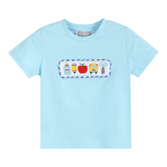 Light Blue Smocked School Shirt and Shorts Set