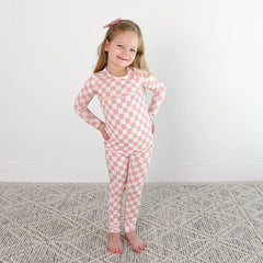 Saylor Pink Checks TWO PIECE - NO BUTTON Bamboo Kids Lounge