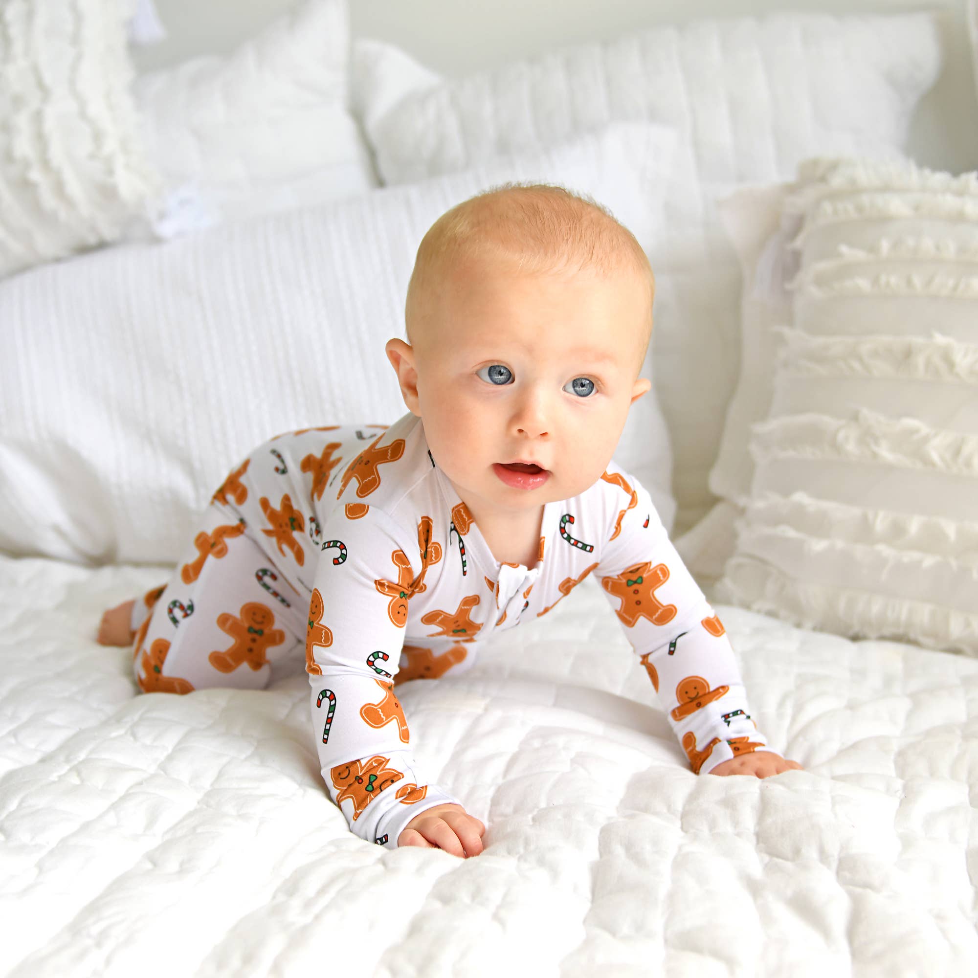 Fritz Gingerbread ZIP Christmas Bamboo Baby One Piece Outfit