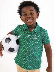 Boys Soccer Mania Knit Short Sleeve Performance Polo