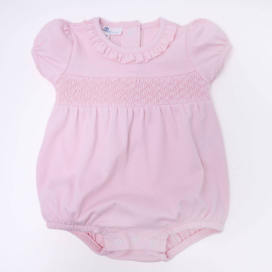 Essentials Solid Smocked Bubble - Pink 100% Pima Cotton