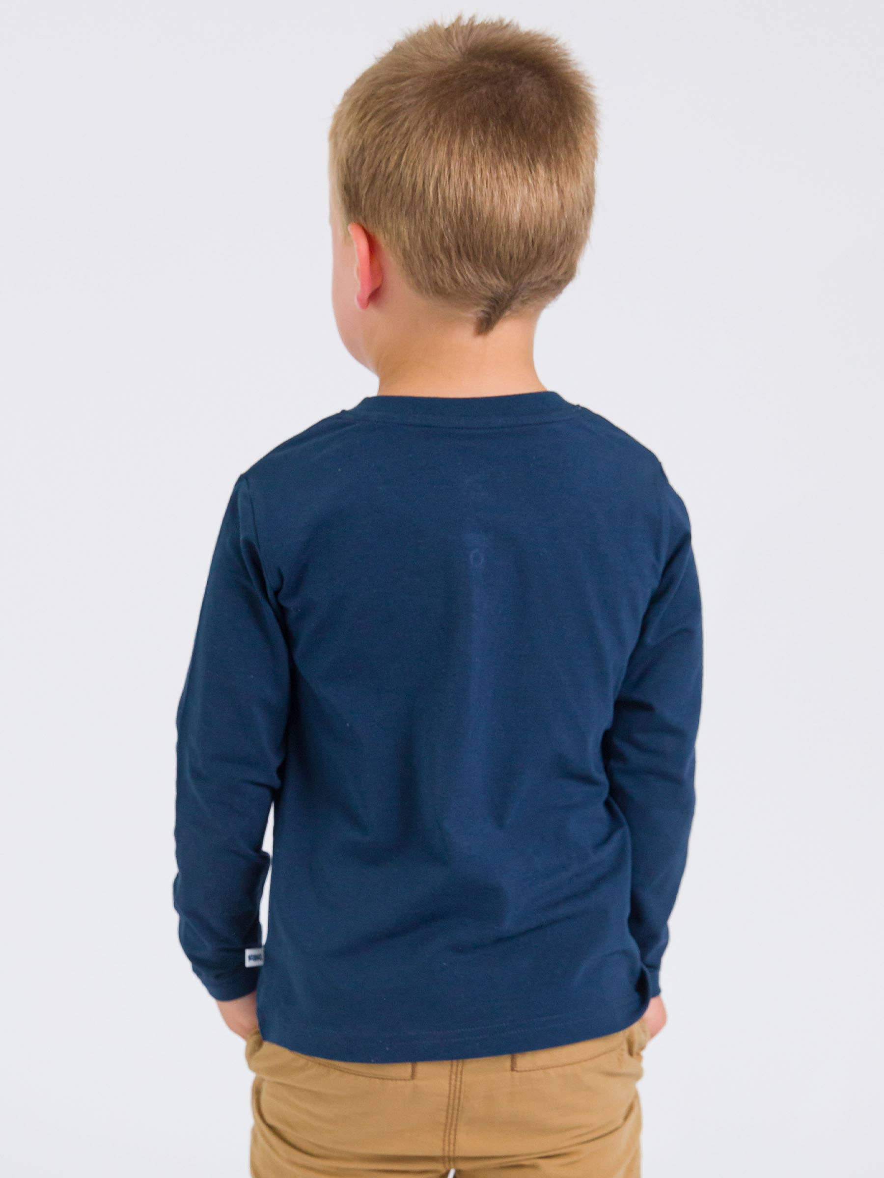 Boys Dark Navy Knit Long Sleeve Henley Tee