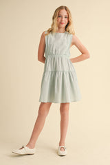 TWEEN GIRLS KIDS 2 TIER KNEE LENGTH DRESS (7/14)